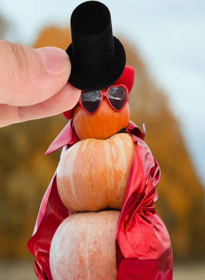 HAKIDZEL Clown Hat Decoration - 10Pcs Mini Black Top Hats for DIY Crafts Halloween and Christmas Decor Soft Flocking Material - Image 3